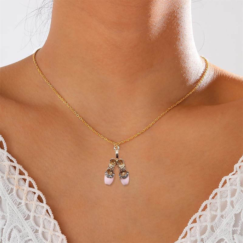 coadipress Dance Recital Gifts Ballerina Ballet Necklace for Women Dainty Cubic Zirconia Ballet Slippers Shoes Necklaces Ballets Dancer Jewelry Accessories - Image 4