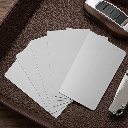 20 tarjetas de identificación en blanco de acero inoxidable imprimibles para grabar en oficinas 4