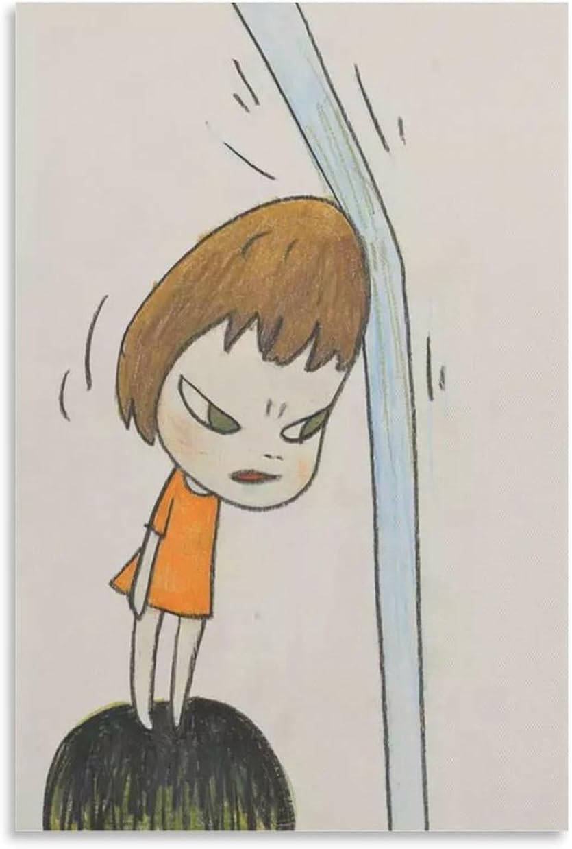 Rikin Liuff Cartoon Girl by Yoshitomo Nara Canvas Poster Illustrations Wall Art Painting Yoshitomo Nara Prints for Bedroom Picture Decor 40x55cmx1 Frameless