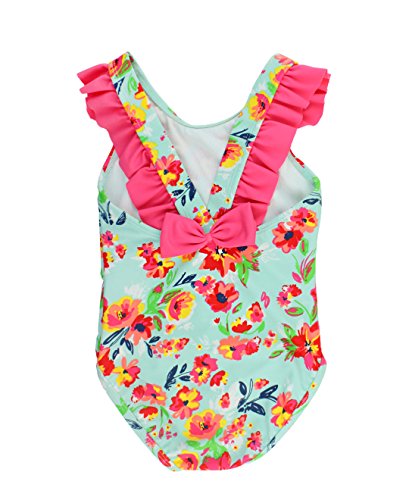 RuffleButts® Infant/Toddler Girls Retro Floral One-Piece Swimsuit w/Cross-Back