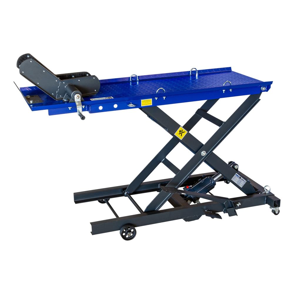 DeTec. Plataforma elevadora para moto, máx. 360 kg, mando a pie, elevador de tijera, plataforma de montaje máx. 780 mm altura de elevación