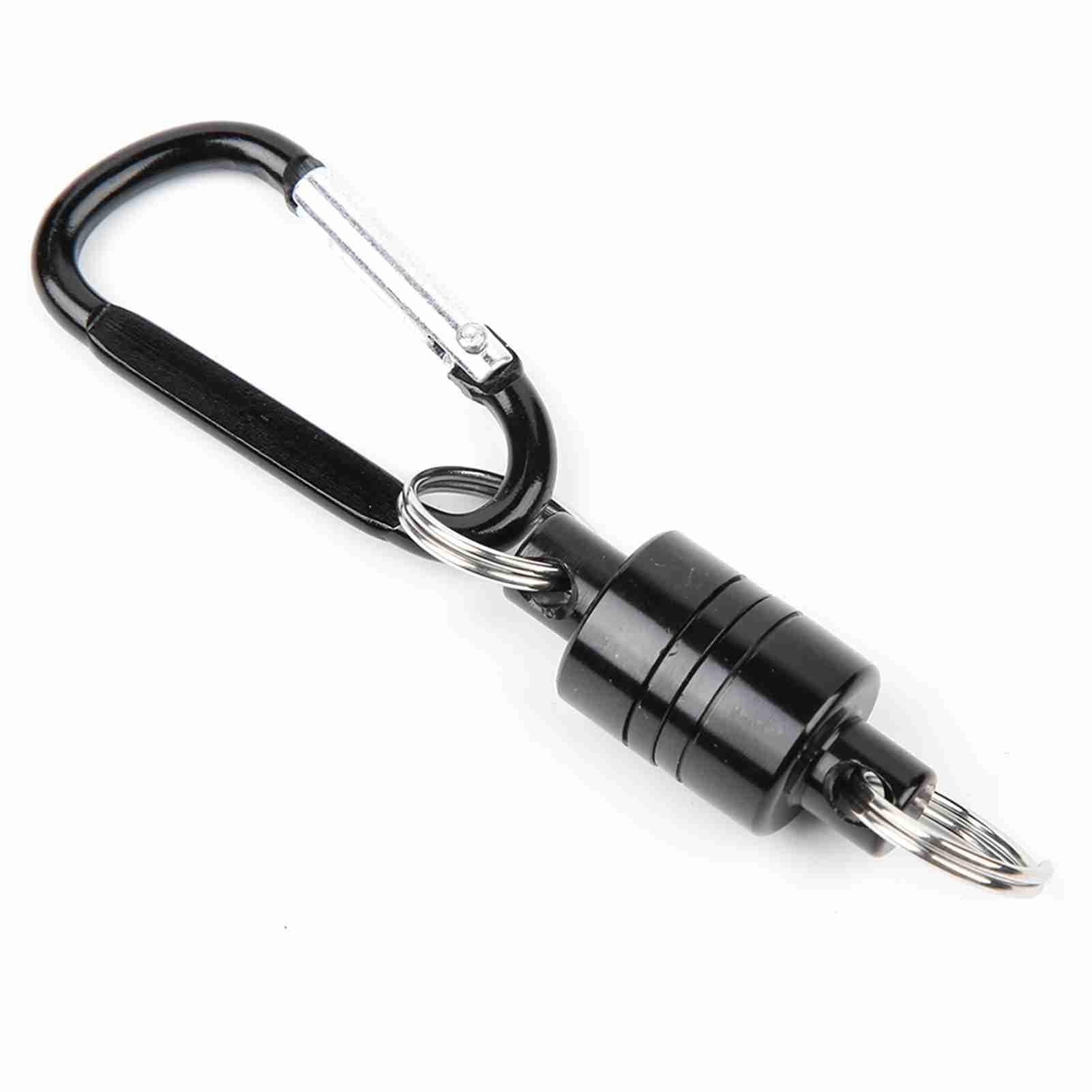 Magnetic Landing Holder, Quick Release Magnetic Keychain Fly Fishing Net Retractor Magnet Clip Landing Net Connector for Fishing Equipment (Black)