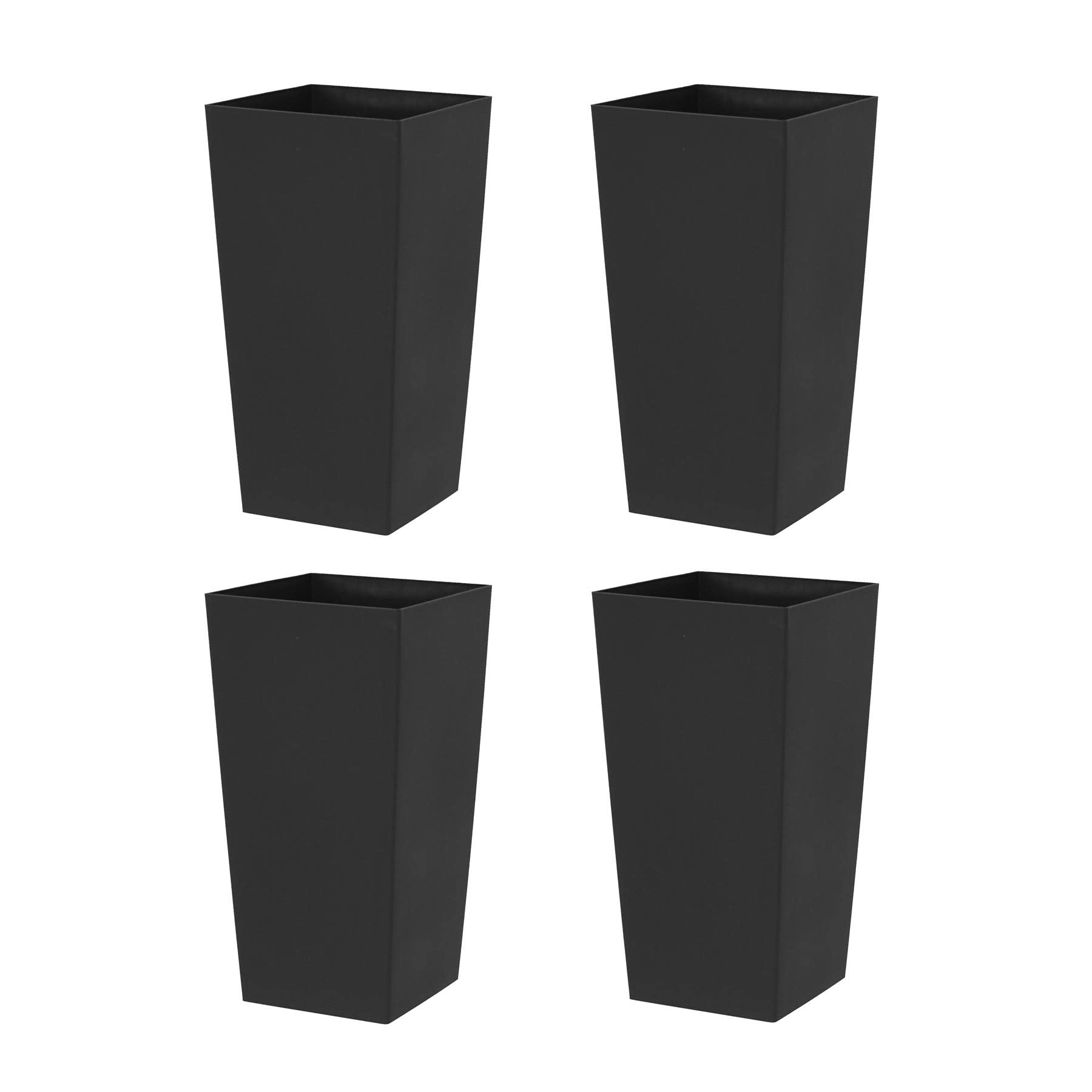 simpa 27L Large Square Milano Grande Planter Pot - BLACK Set of 4 Pots - 51cm (H) x 26.5cm (W) x 26.5cm (D)