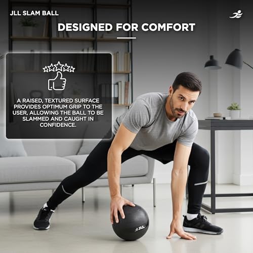 JLL® Slam Ball - (12kg) No Bounce, Heavy Duty Rubber, Available in 5kg, 10kg, 12kg & 15kg - Ideal for Cross Fit, Core Workouts, Strength Training, HIIT Workouts - Image 2