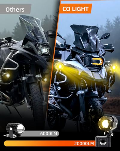 Image of CO LIGHT 2nd Gen LED Motorcycle Fog Lights, Death-Curve Savior for Pacific Coast /Tail of Dragon etc, 20000LM Military-Spec for Cruisers /Motorcycles /ATV /UTV, IP68 Stormproof (Pair)