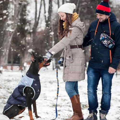 Hundemantel Grosse Hunde, XL - 5XL Wintermantel Hund Schnee Geeignet, hundemantel für große Hunde Reflektierende, Wintermantel Hundemantel Gross Rollkragen, Marineblau,4XL