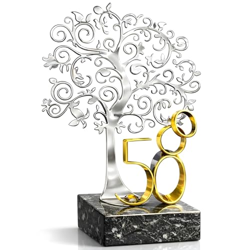 JOYERIA EL FARO | Presentes de casamento 50º aniversário | Pack árvore + 8 balões grátis | Gravação personalizada | Apresentação em estojo premium | Celebre 50 anos de amor juntos