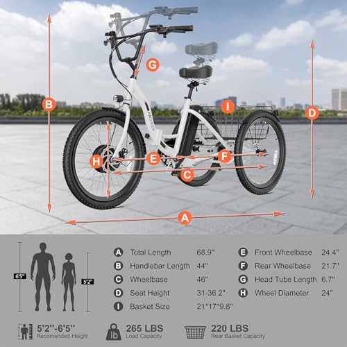 ANCHEER Electric Tricycle for Adults, 350W(Peak 550W)