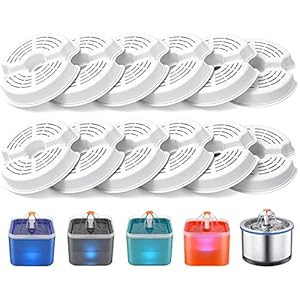 Filtros Fuente Gatos 12 Piezas, Compatible con Fuentes de Gato AONBOY y NICREW, Filtros para Bebedero Gatos Fuente, Filtros de Repuesto para Mascotas con Resina y Carbón Activo