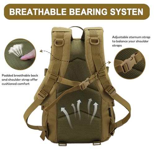 Mochila de senderismo táctica ligera 25L, caqui miniatura 2