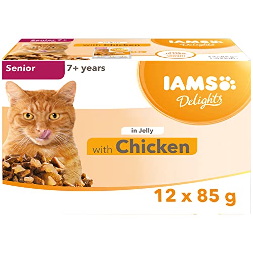 IAMS Delight Chat Sénior Nourriture Humide en gelée saveur Poulet 12x85g Cover