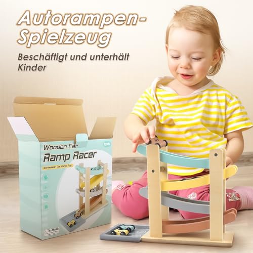 Vanplay Montessori Spielzeug ab 1 Jahr Auto Spielzeug Kugelbahn Holz ab 1 2 Jahr Holzspielzeug Geschenk 1 2 Jahre Junge Mädchen – Ansicht 3