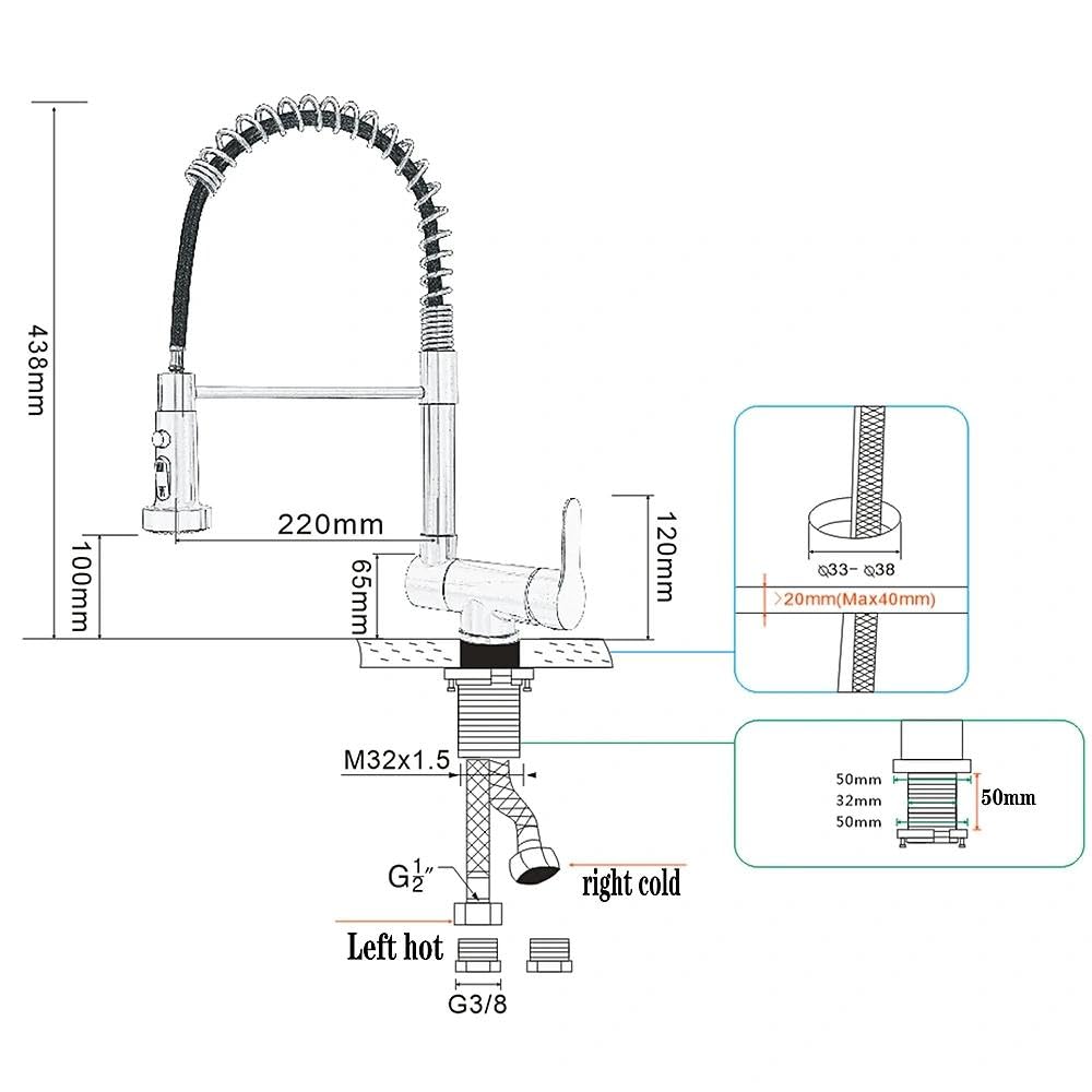 Mitigeur Cuisine Rabattable Inox 304 Brossé Pivotant 360°