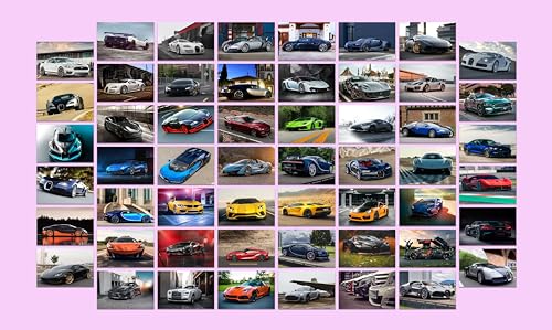 Image of Pack of 54 Cars 02 Wall Collage Kit Posters - 4 x 6 Inches Wall Decor Poster - Wall Art For Bedroom, Living room, Office - 1 Tissue Tape