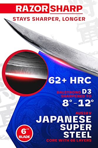 Dalstrong Boning Knife - 6 Inch - Shogun Series - Japanese Aus-10V Super Steel Kitchen Knife - Vacuum - Crimson Red Abs Handle - Fillet Knife - Meat Cutting, Carving, Trimming - Razor Sharp - W/Sheath #TOP1