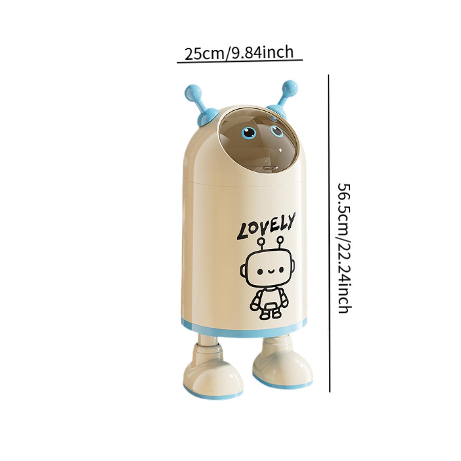 Mülleimer Tragbarer Müllbehälter Abfallkorb, Cartoon Mülleimer, Abfalleimer mit Niedlichem Design und Doppelstruktur Aus PP und PET für Kinderzimmer Badezimmer Wohnzimmer, Roboter