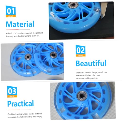 2 Piezas Ruedas de Entrenamiento para Bicicleta con PU Luminoso Estilo Silencioso y Estabilizadores Gruesos para Niños y Niñas Fácil de Instalar Azul miniatura 7