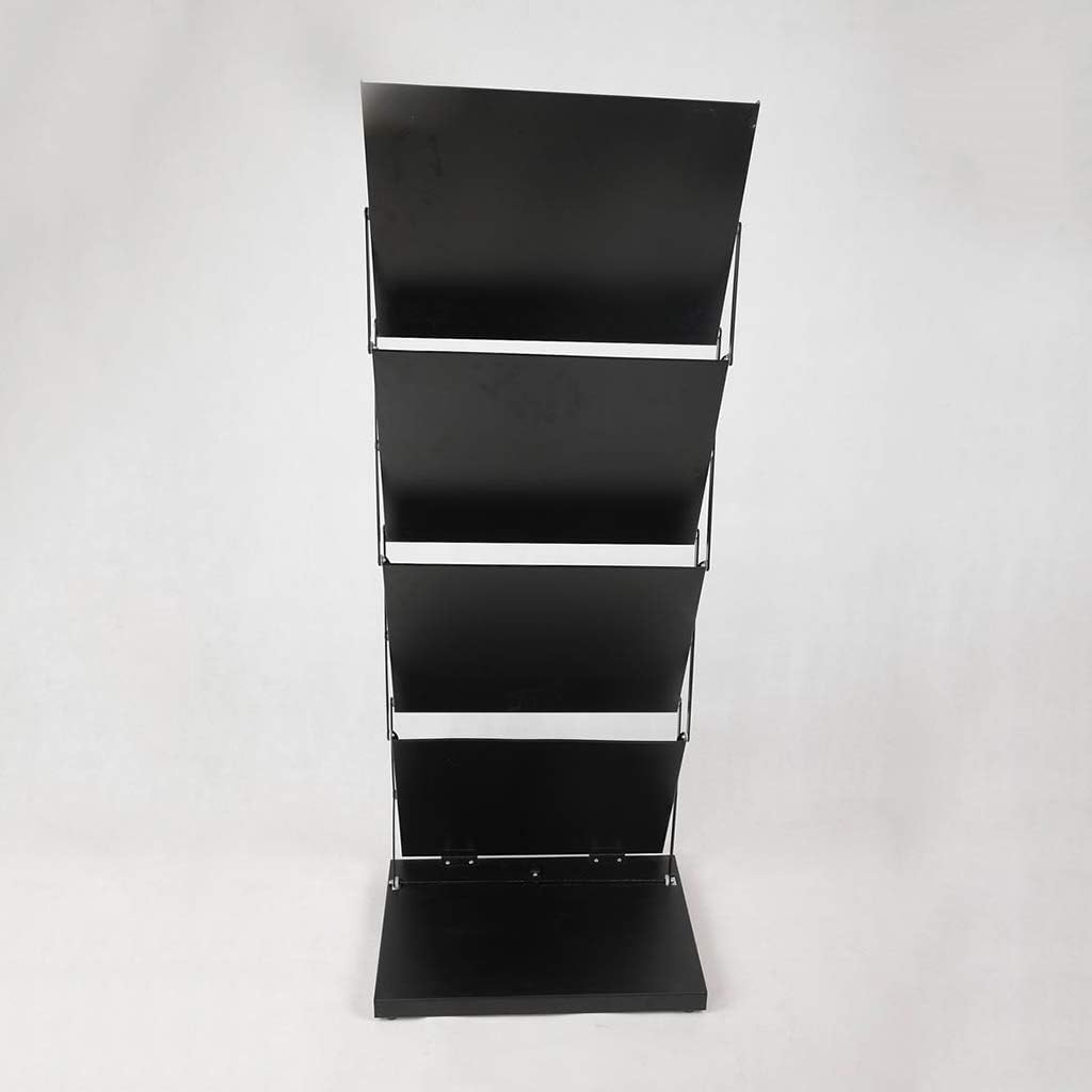 Foldable up 4 Pockets Magazine Literature Brochure Holder Rack Stand, Portable Aluminium Oxford Case, Office and Tradeshow Display