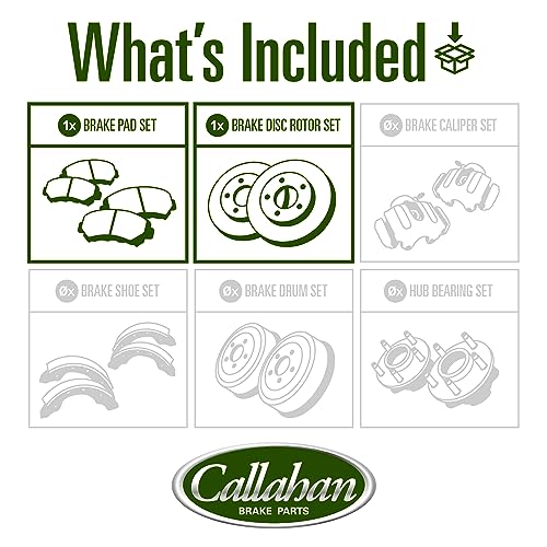 Image of Callahan Brake Parts Rear Brake Kit For Buick Encore 2018-2022, Chevrolet Trax 2018-2022 [Model Specific] Replacement Brake Rotors with Ceramic Brake Pads