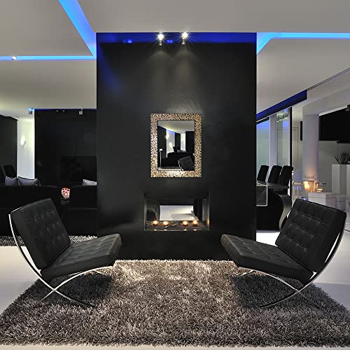 Multi-Colored & Gold, Luxe Mosaic Glass Framed Wall Mirror, Decorative Embossed Mosaic Rectangular Vanity Mirror/Accent Mirror (30" X 24" Gemstone Color) #TOP4