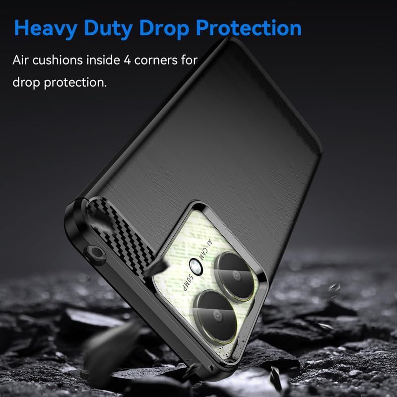 Image of NPRC Hybrid Ultra Slim Protective Case TPU Non-Slip Carbon Fiber Texture Shockproof Case Cover for Redmi 13c 5G - Black