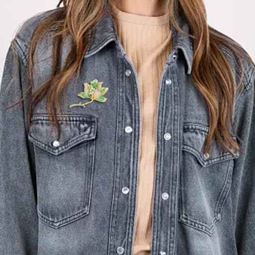 Image of Crystal Flower Brooch Pins for Women Elegant Enamel Rhinestone Floral Brooches Pin Fashion Jewelry for Party Dance Wedding Banquet Brooch for Women Gift
