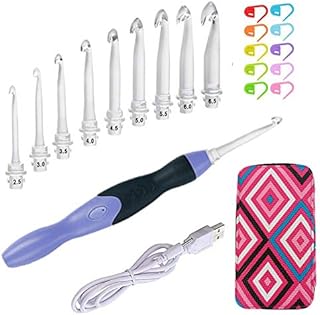 Lighted Crochet Hooks Set- Rechargeable Crochet Hook with Latest Case, 9 in 1 Interchangeable Heads Light Crochet Hooks with Accessories