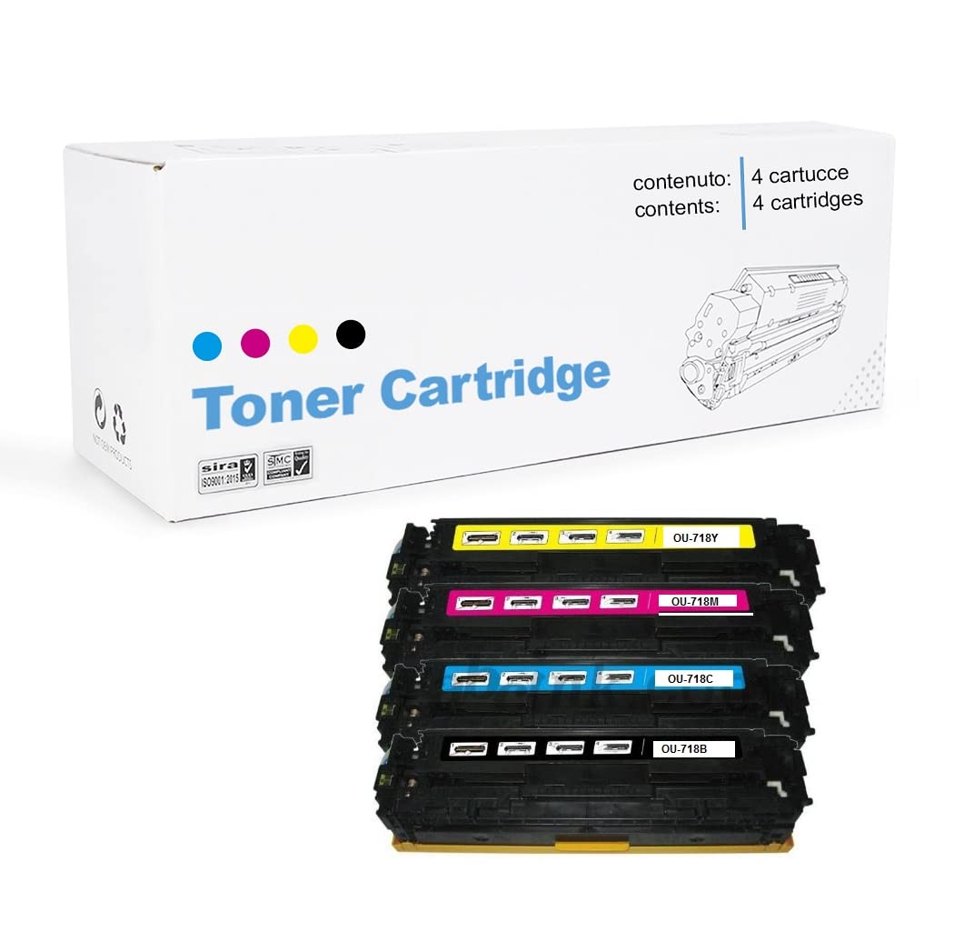 4 Toner Colori Compatibili con 718B 718C 718Y 718M per Stampanti Canon i-SENSYS LBP- 7120, 7660, 7680, 7680, MF 8330, 8340, 8350, 8360, 8380, 8550, 8580, MF 724, 726, 728, 729, 729