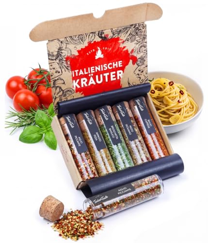 TIMBER TASTE® Italienische Gewürze Geschenkset - 5 mediterrane Mischungen...