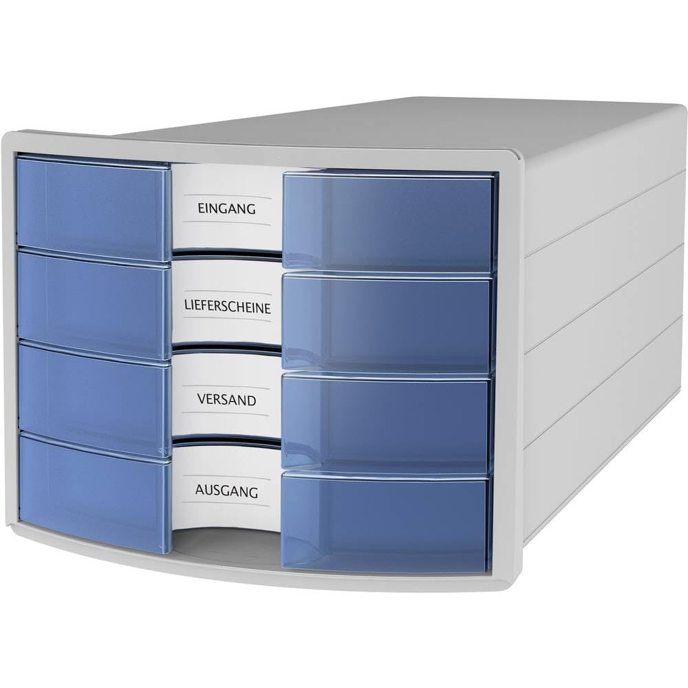 Han Impuls Drawer Box A4/C4 with 4 Closed Drawers Light Grey/Blue