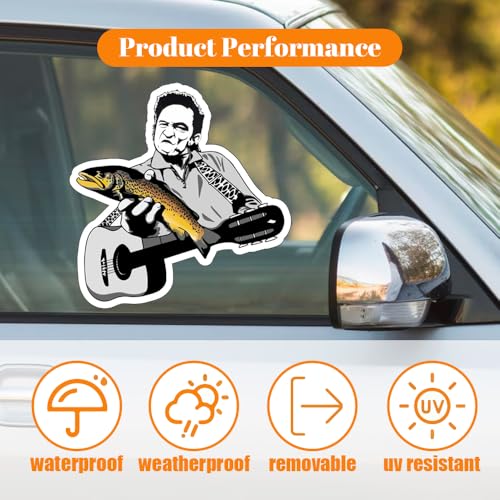 Image of Funny Fishing Bumper Sticker Decal - Weatherproof Vinyl for Car, Auto, Laptop - Fly Fishing, Country Singer, Brown Trout, Cowboy Gift Designs