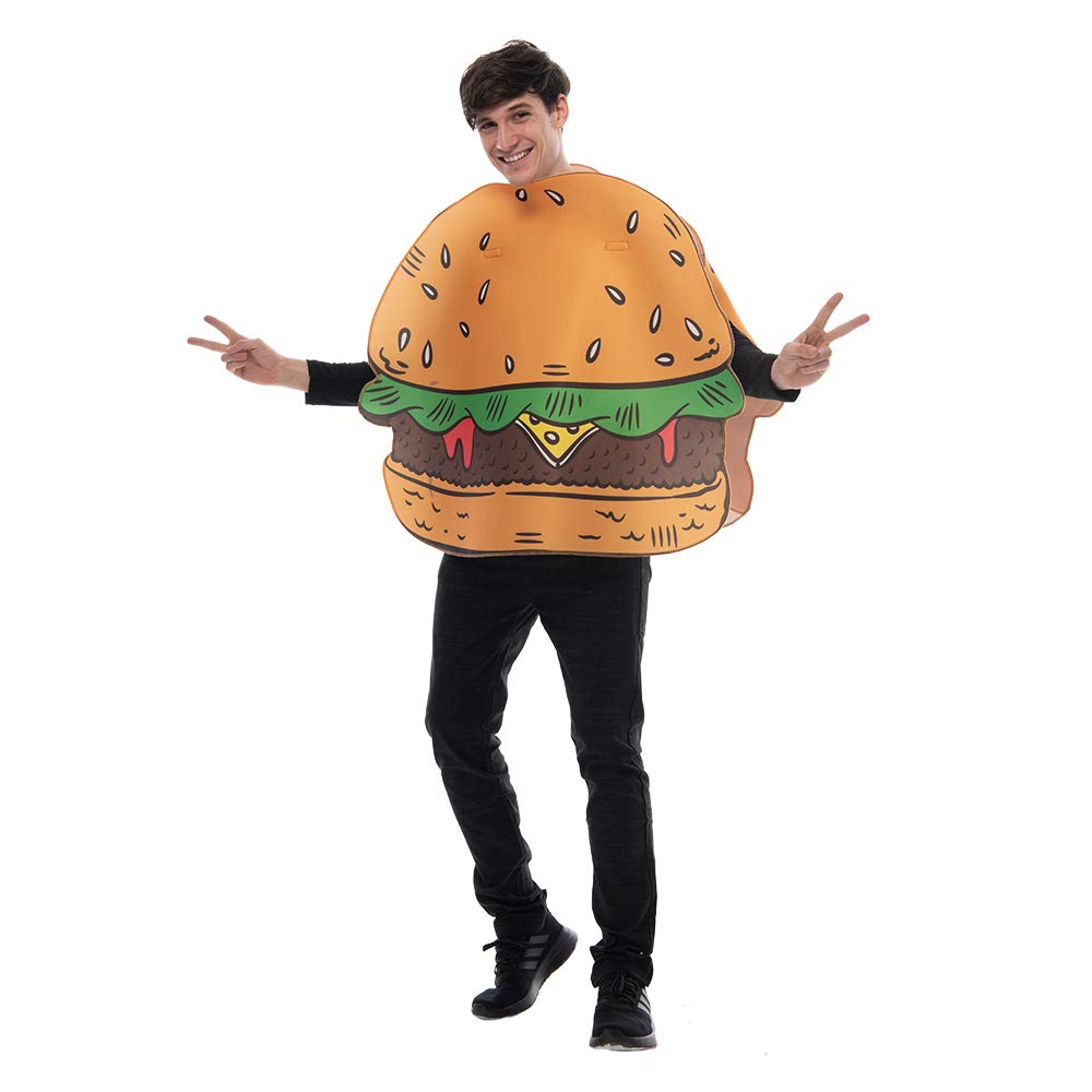 EraSpooky Adult's Hamburger Costume Halloween Couple Match Food Outfit with Hamburger Hat