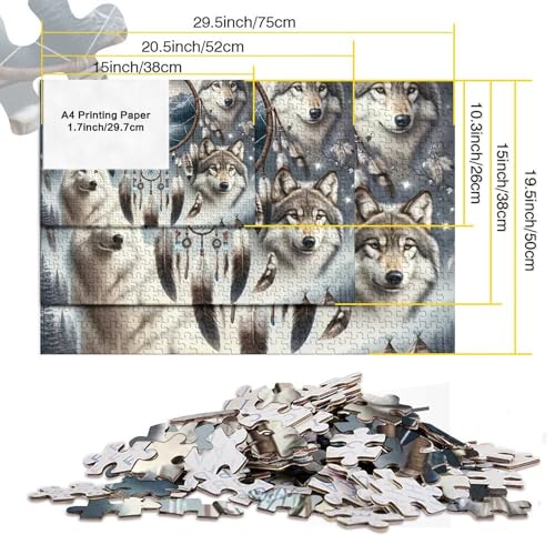 Puzzle de 1000 piezas Wolf Pack Atrapasueños para adultos en papel de 38x26cm 5
