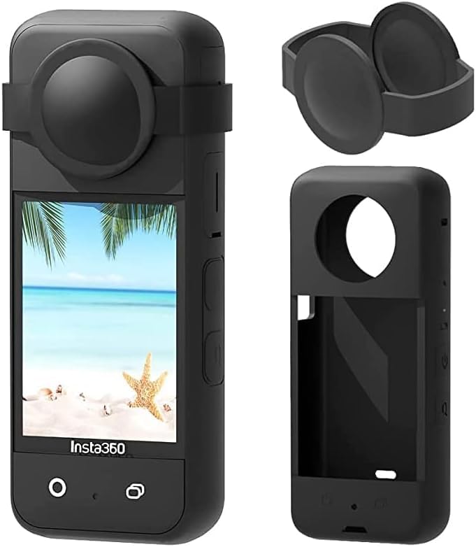 Careflection One X3 Silicone Case Lens Cap Kit for Insta360 X3 Action Camera Cover Sleeve Lens Guard Accessories Soft Protective Anti-Scrach Anti-Drop Protector - 2 Years Fade Warrantied (Black) (B0C8TV2SGR) Amazon Price History, Amazon Price Tracker