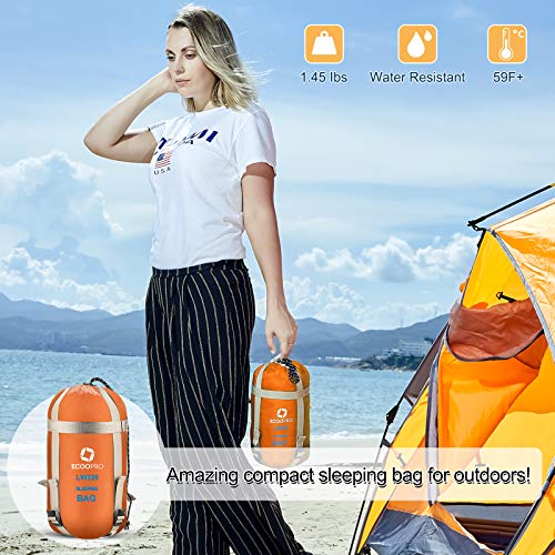 Image of ECOOPRO Warm Weather Sleeping Bag - Portable, Waterproof, Compact Lightweight, Comfort with Compression Sack - Great for Outdoor Camping, Backpacking & Hiking-83 L x 30 inch W Fits Adults