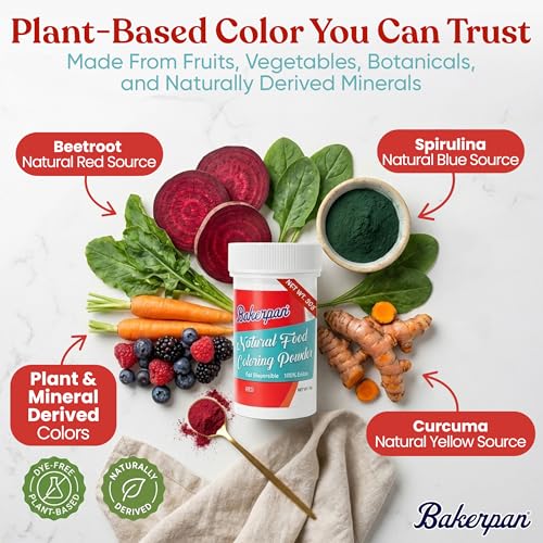 Image of Bakerpan Red Food Coloring Powder for Baking - 30g Oil Based, Artificial Dye-Free, Plant-Based, Kosher, Gluten-Free - For Buttercream, Chocolate, Candy & Cakes