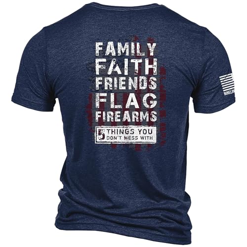 Nine Line 5 Things You Don't Mess with Unisex Navy Patriotic T-Shirt - Includes American Flag and Dropline Logo3