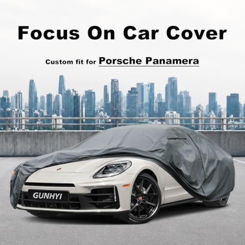Image of GUNHYI Premium Car Cover Custom Fit Porsche Panamera, 16 Layers Heavy Duty Car Cover Waterproof All Weather with Zipper Door for Sun Rain Snow Dust Uv Protection