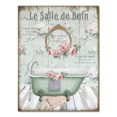 Lienzo de baño con flores retro francesas para crear un ambiente romántico