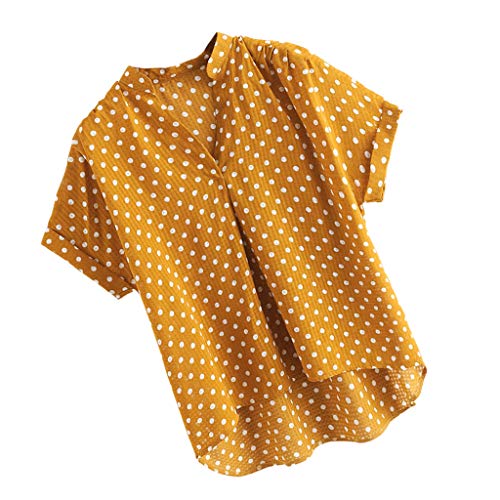 Esquirla Womens Plus Tamanho Polka Dot Manga Curta Gola V Pescoço T Camisa L - L