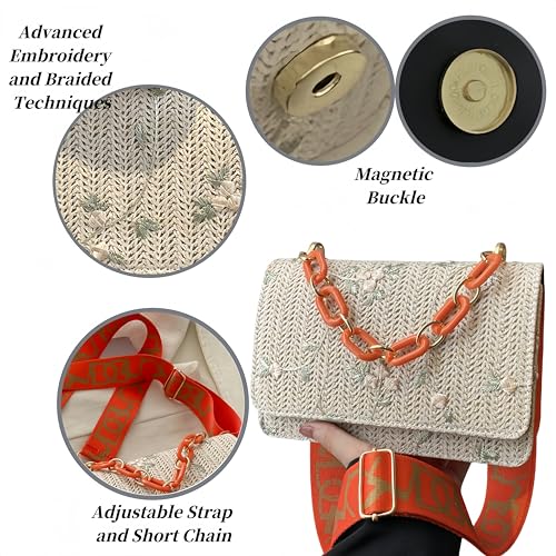 Crossbody Braided Straw Bag Small Embroidery Shoulder Bucket Bag Women Lightweight Hand Clutch4