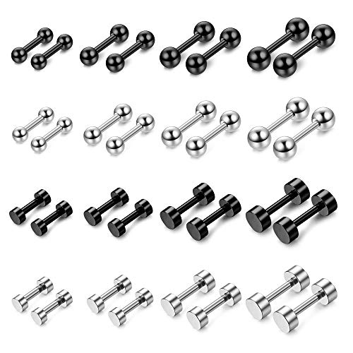 Loyallook 16 pairs 18g stainless steel round ball stud …