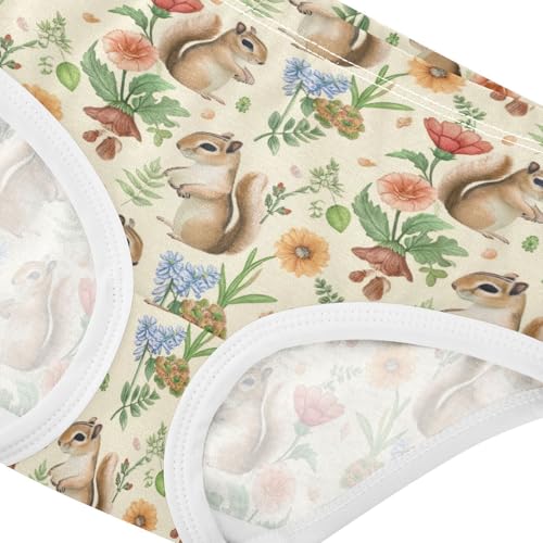 Joisal Cute Squirrels Wildflowers Leaves Girls Underwear Toddler 2t Cotton Little Girl Panties Pattern Briefs Kids Undies4