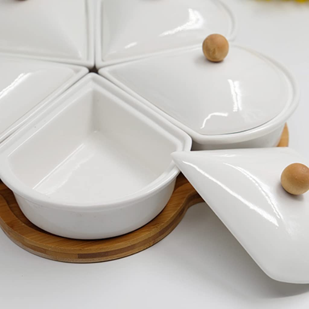 Snack-Serviertablett, mit Holz überzogenes Keramik-Trockenobst-Tablett, Separates Snack-Tablett, kreatives Wohnzimmer, Zuhause, Nuss-Tablett, Nachmittagstee-Snack-Tablett