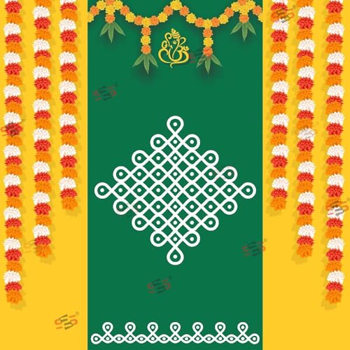 Image of S2S Fabric Backdrop Cloth for Pooja Decoration Traditional, Background Decoration Cloth for Pooja Background Curtain Cloth for Festival Fabric 5 Feet Height & 5 Feet Widthl MUGGU Ganesh