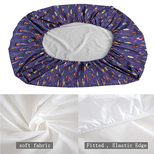 Alien Theme California King Bedding Fitted Sheet,Space Characters Galaxy Pattern,Decorative Printed 3 Piece Bedding Decor Set,Deep Pocket All Around Elastic(Multicolor) #TOP4