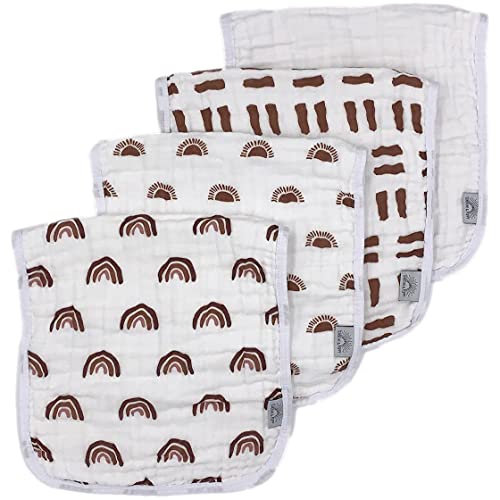Image of Muslin Burp Cloths - 4 Pack of Burp Rags, Burping Cloths, Burp Clothes - Large Absorbent Unisex Spit Up Rags for Boys and Girls - Gender Neutral Baby Shower or Registry Set for Babies