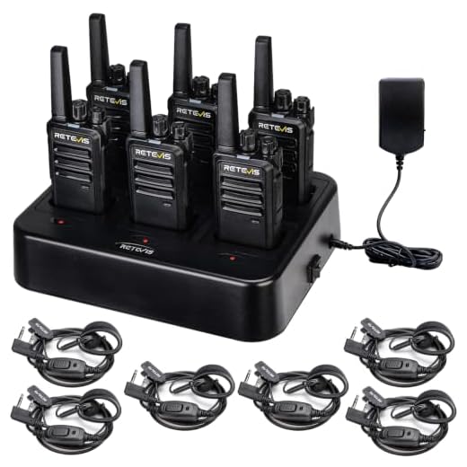 Retevis RT68 Walkie Talkies with Earpiece, Portable FRS Two-Way Radios Rechargeable, with 6 Way Multi Unit Charger, Hands Free, Long Range, Rugged 2 Way Radios 6 Pack for Adults School Church