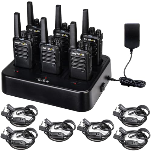 Retevis RT68 Walkie Talkies with Earpiece, Portable FRS Two-Way Radios Rechargeable, with 6 Way...