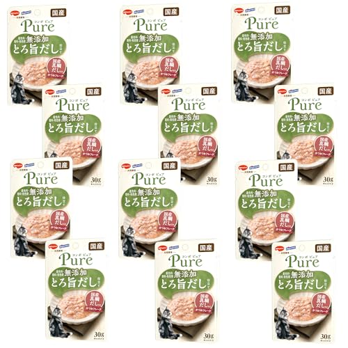 【12袋】【かつお・国産真鯛だし入り】コンボ ピュア キャット パウチ 着色料・香料・発色剤無添加 アソート 猫用おやつ 水分補給 PURE